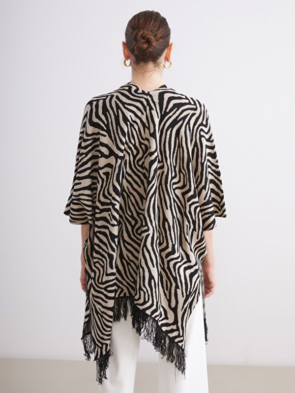 Moudda LC Waikiki - Poncho tricot Femme Jacquard beige - Tunisie 4