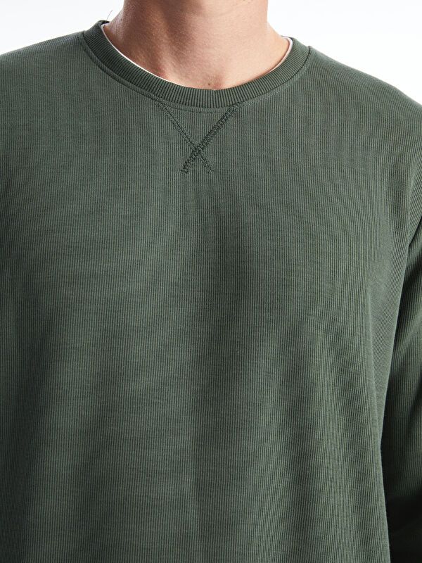 Moudda LC Waikiki - Sweatshirt jersey basique Homme Vert foncé - Tunisie 3