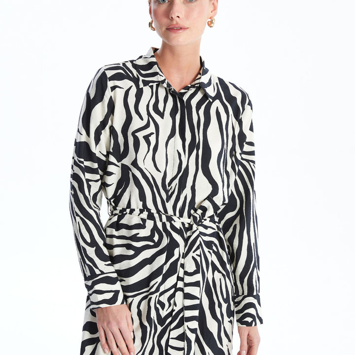 Moudda LC Waikiki - Robe tissée manches longues Femme Imprimé écru - Tunisie 3