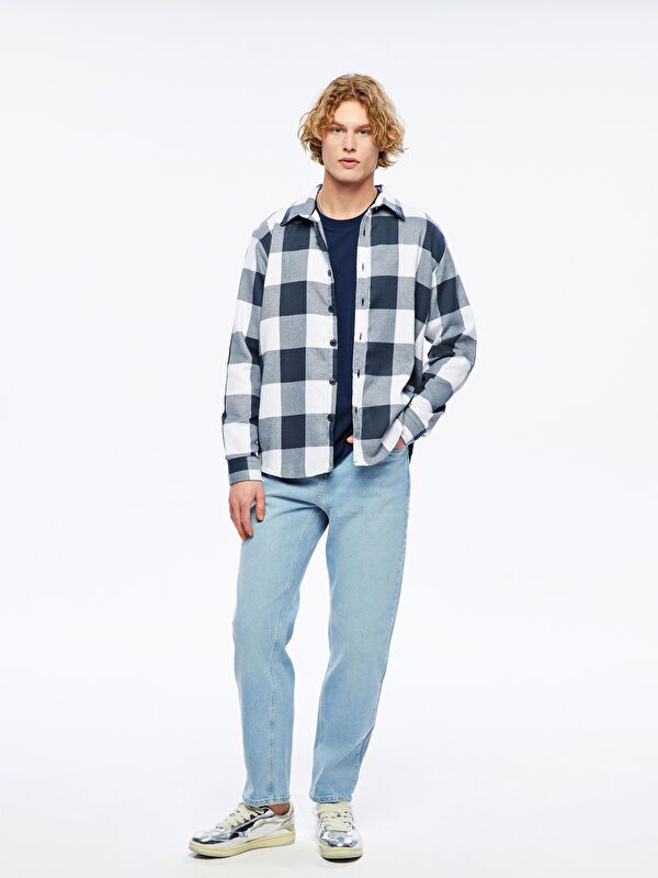 Moudda LC Waikiki - Chemise tissée manches longues Homme A carreaux bleus - Tunisie 2