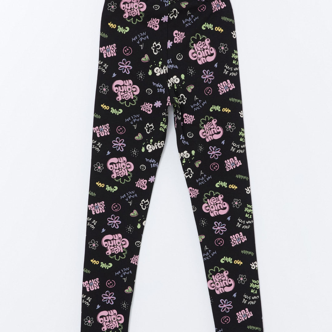 Moudda LC Waikiki - T-shirt en jersey stretch Fille Imprimé en noir - Tunisie 4