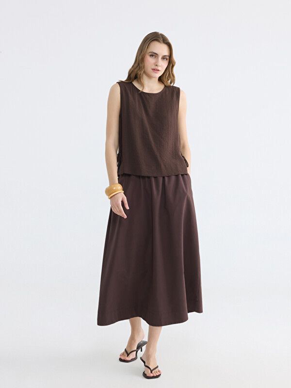 Moudda LC Waikiki - Blouse manches courtes en tissu pour Femme couleur Marron - Tunisie 2