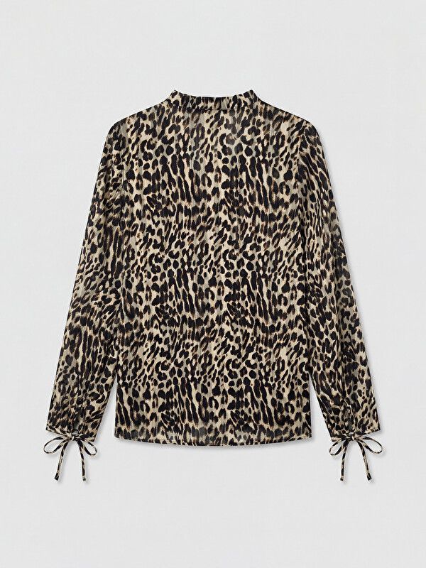 Moudda LC Waikiki - Chemisier (blouse) imprimé manches longues en tissu pour Femme couleur Marron imprimé - Tunisie 2
