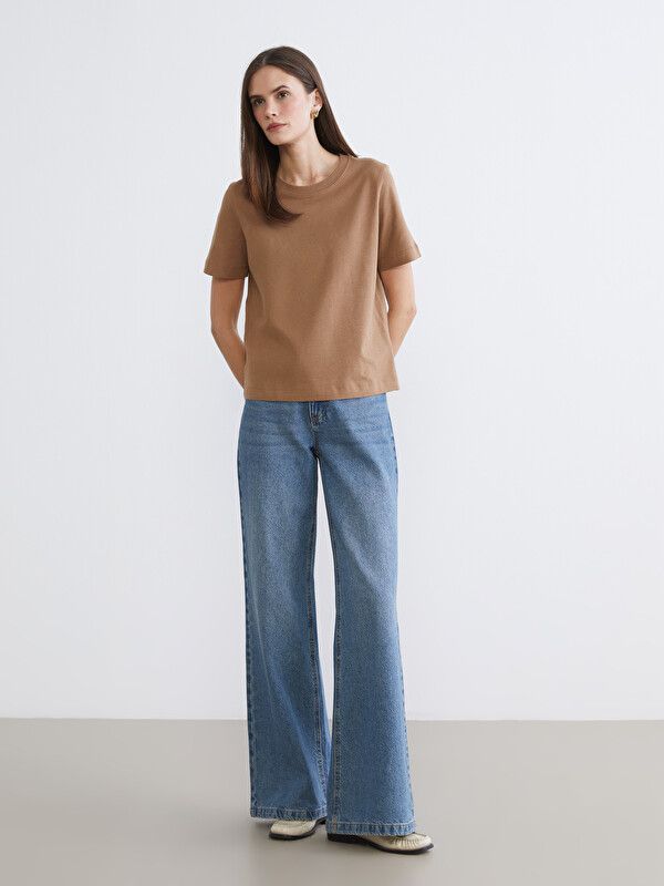 Moudda LC Waikiki - Body basique manches courtes en jersey pour Femme couleur Marron clair - Tunisie 2