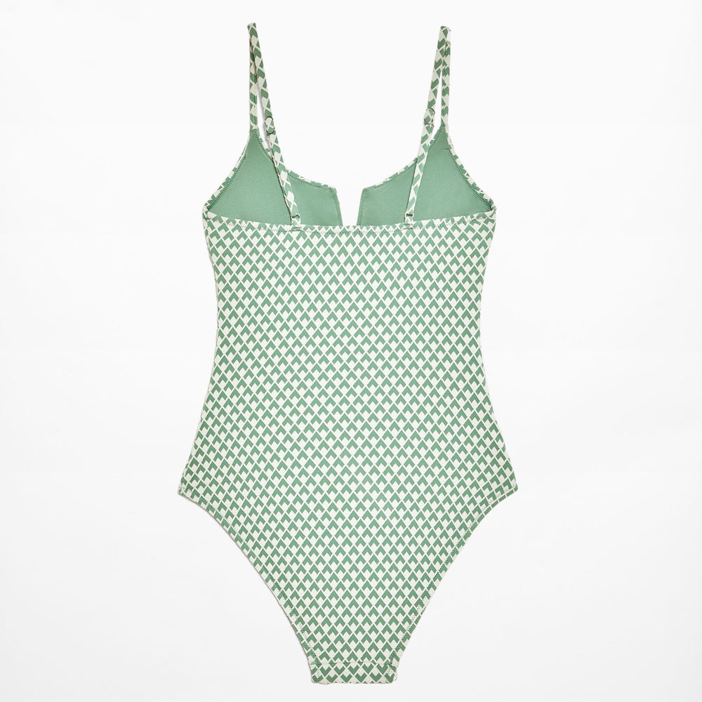 Moudda Oysho - Maillot de Bain Mousse Extra Jacquard Géométrique Vert - Tunisie 2