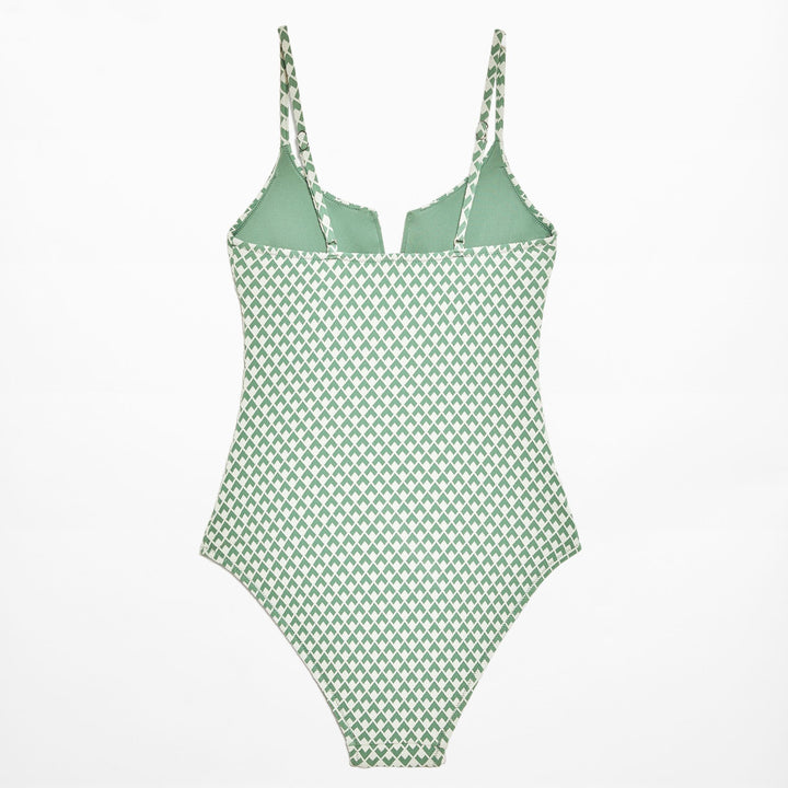 Moudda Oysho - Maillot de Bain Mousse Extra Jacquard Géométrique Vert - Tunisie 2