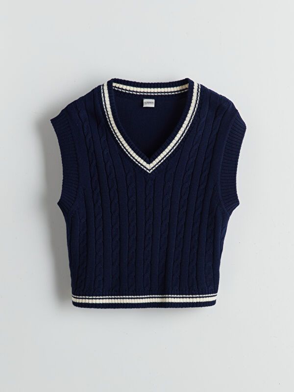 Moudda LC Waikiki - Pull tricot sans manches Fille Marine - Tunisie 1