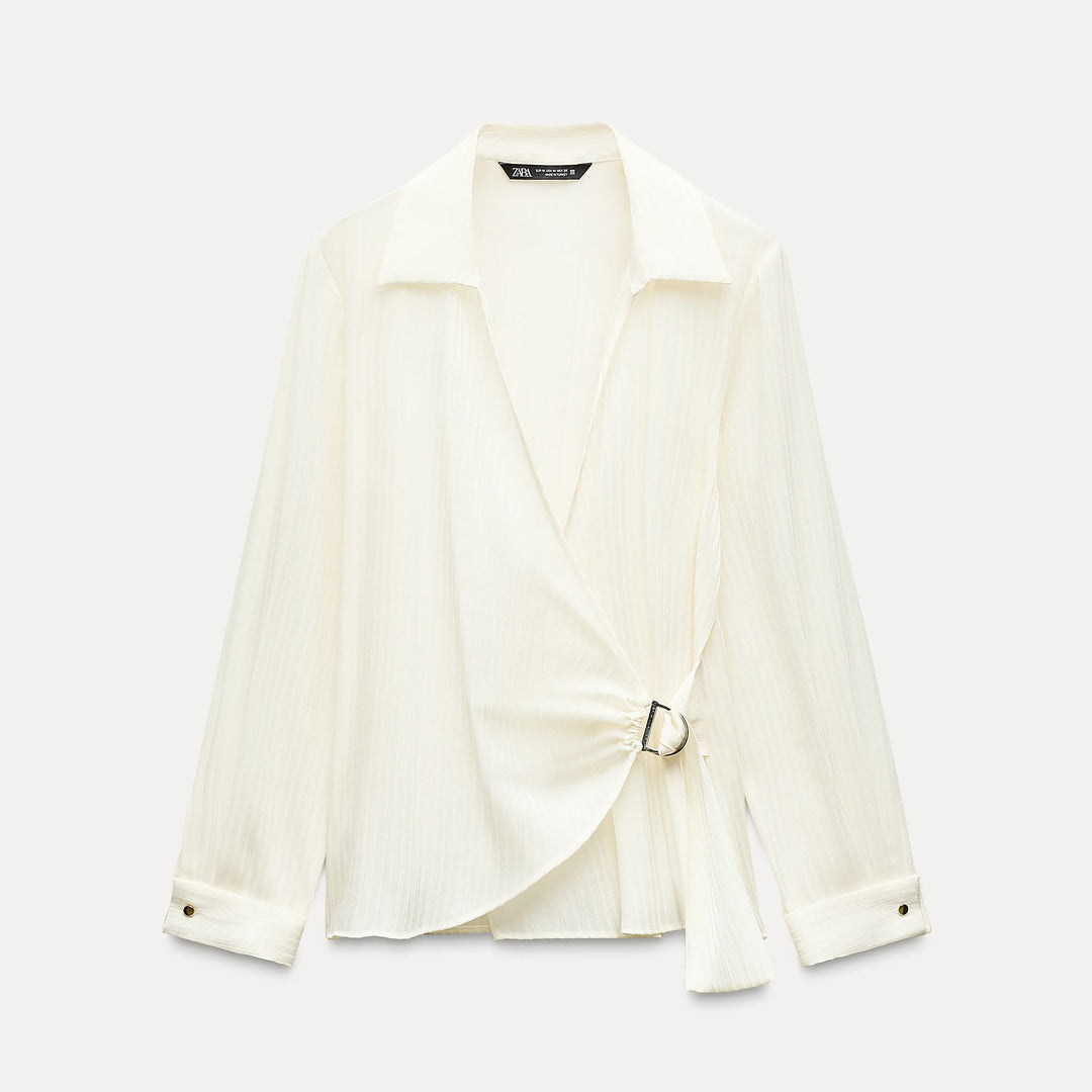 Moudda ZARA - Chemise tissu brillant manches longues croisée avec boucle - Tunisie 1