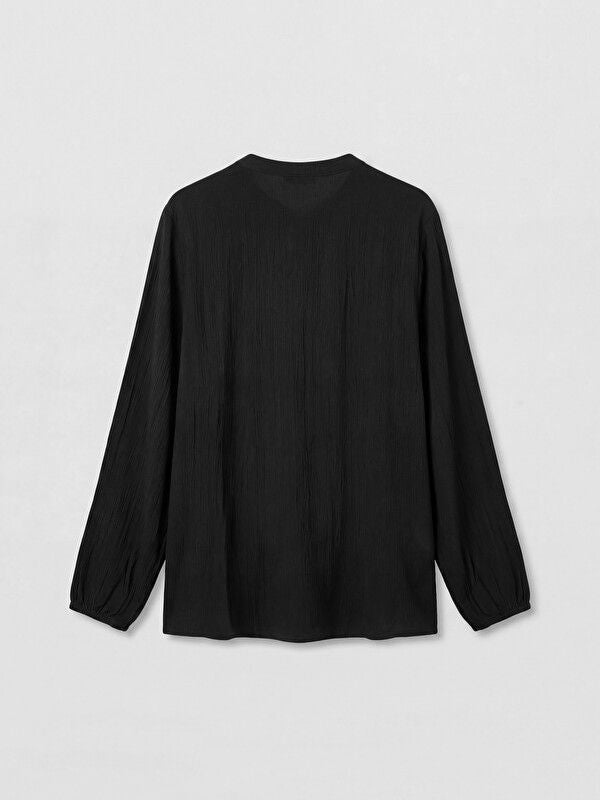 Moudda LC Waikiki - Chemisier (blouse) manches longues en tissu pour Femme couleur Noir - Tunisie 2