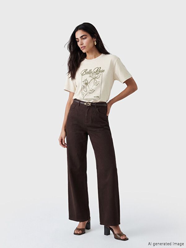 Moudda LC Waikiki - Body imprimé manches courtes en jersey pour Femme couleur Beige clair - Tunisie 2