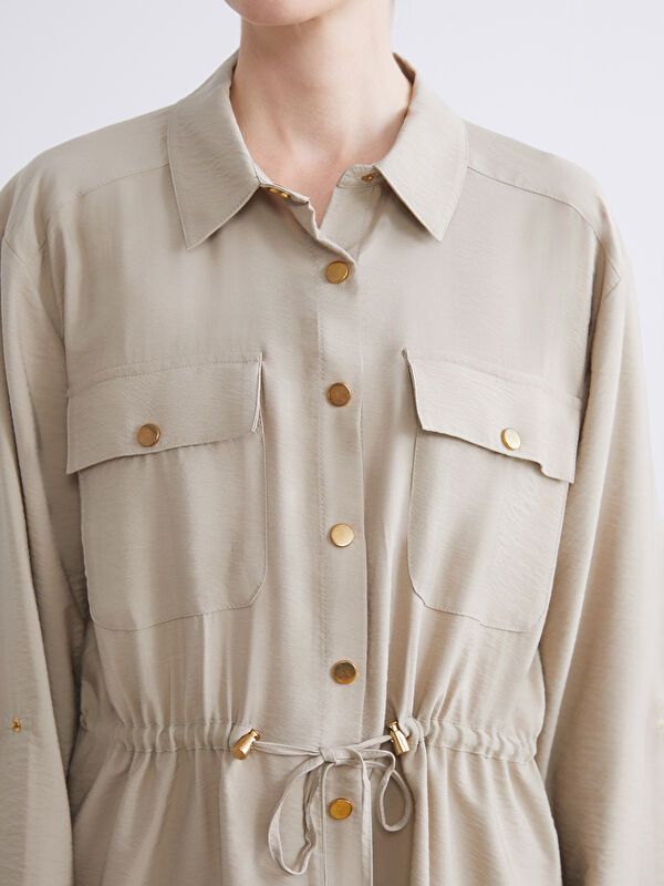 Moudda LC Waikiki - Manteau léger coton mélangé Femme Beige clair - Tunisie 3