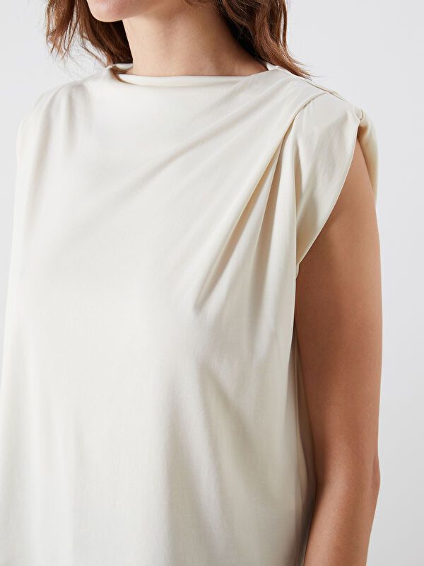 Moudda LC Waikiki - Body jersey manches courtes Femme Beige clair - Tunisie 3
