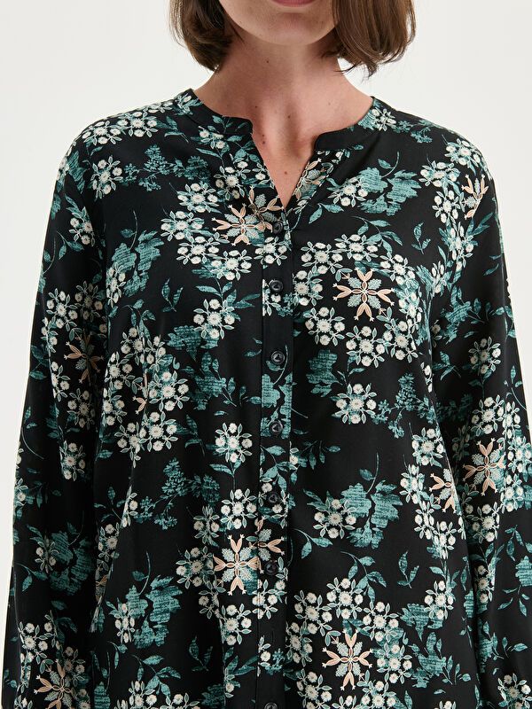 Moudda LC Waikiki - Chemise tissée imprimée manches longues Femme Imprimé en noir - Tunisie 3