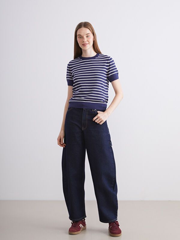 Moudda LC Waikiki - Pantalon tissé en denim Femme Indigo foncé - Tunisie 1