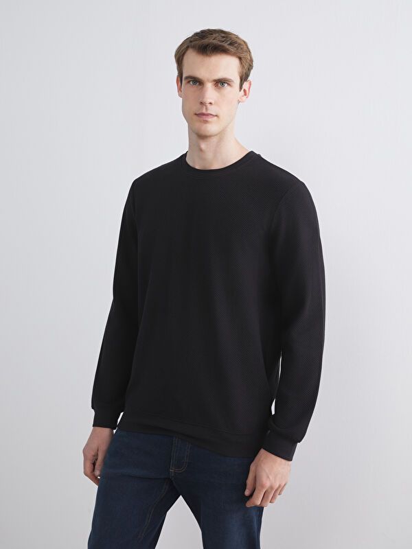 Moudda LC Waikiki - Sweatshirt jersey basique Homme Noir - Tunisie 1