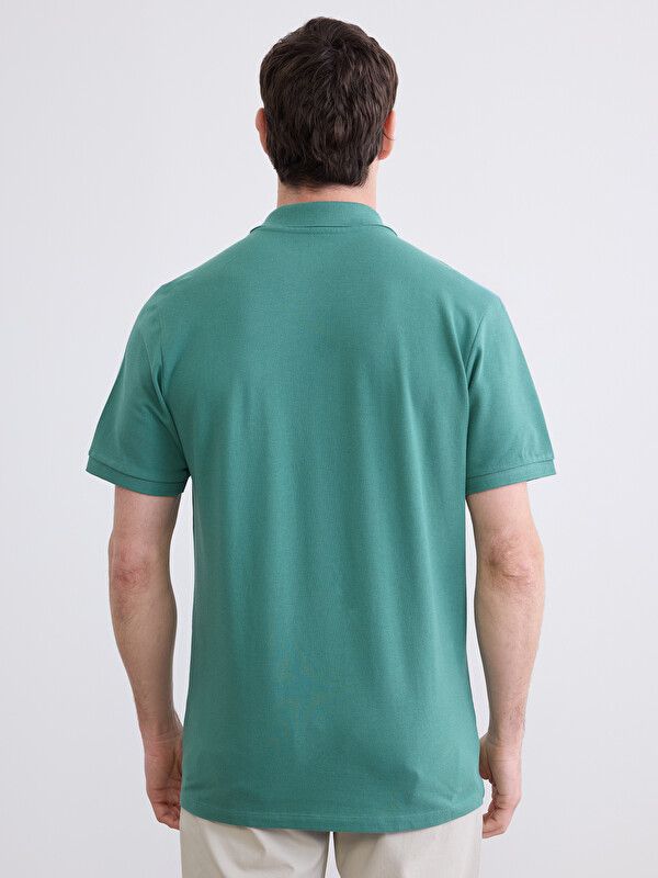 Moudda LC Waikiki - T-shirt col polo basique manches courtes en jersey pour Homme couleur Vert - Tunisie 4