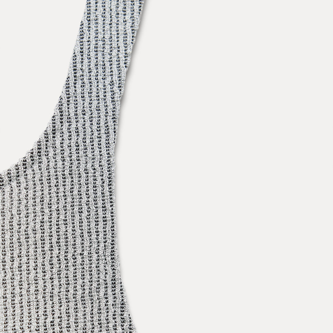 Moudda ZARA - T-shirt asymétrique côtelé lurex - Tunisie 3