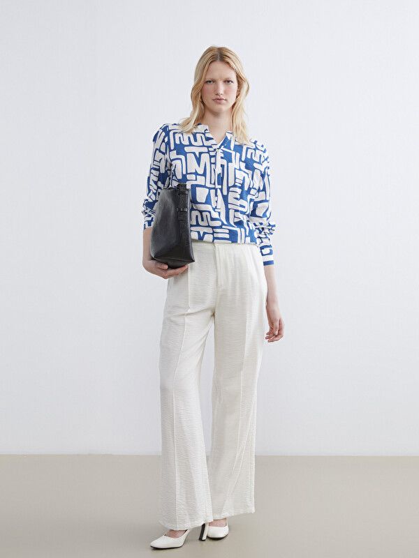 Moudda LC Waikiki - Chemisier (blouse) imprimé manches longues en tissu pour Femme couleur Bleu imprimé - Tunisie 2