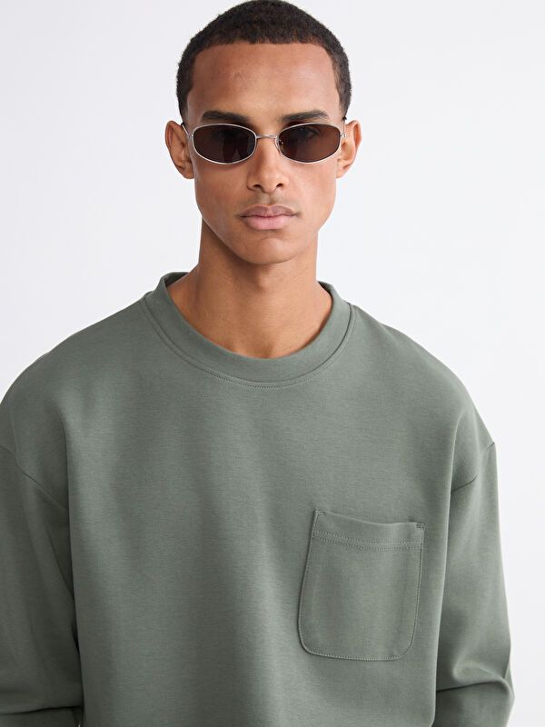 Moudda LC Waikiki - Sweatshirt en jersey couleur Vert terne pour hommes - Tunisie 3