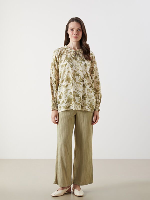 Moudda LC Waikiki - Blouse tissée imprimée manches longues Femme Impression vert menthe - Tunisie 2