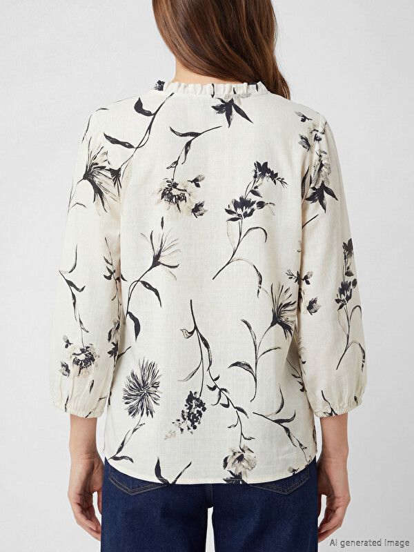 Moudda LC Waikiki - Chemise imprimée manches longues en tissu pour Femme couleur Beige imprimé - Tunisie 3