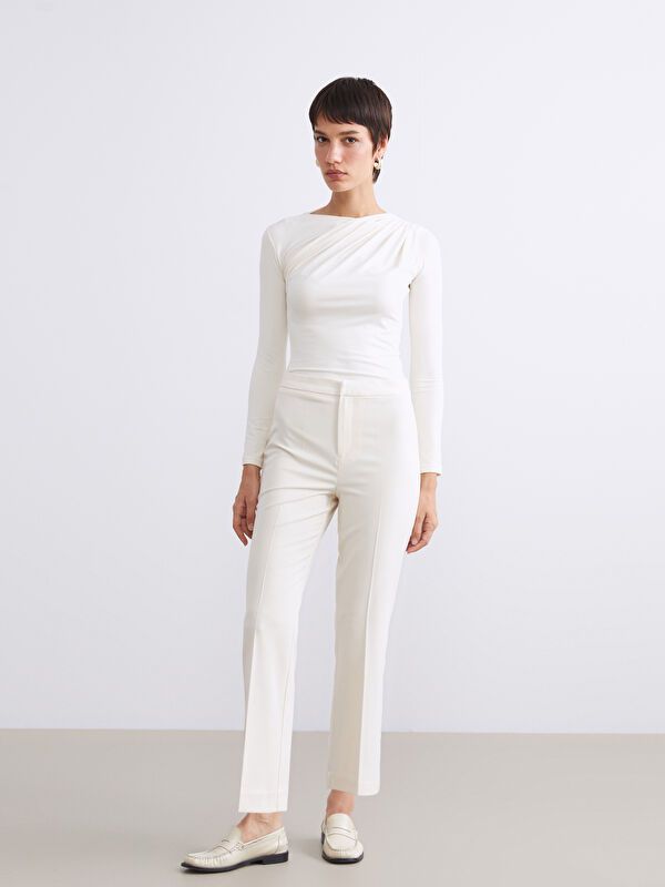 Moudda LC Waikiki - Pantalon tissé moyen Femme Jaune pâle - Tunisie 1