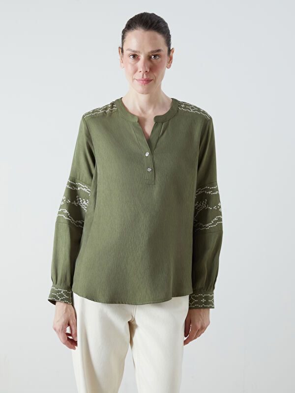 Moudda LC Waikiki - Blouse tissée manches longues Femme Vert clair - Tunisie 1