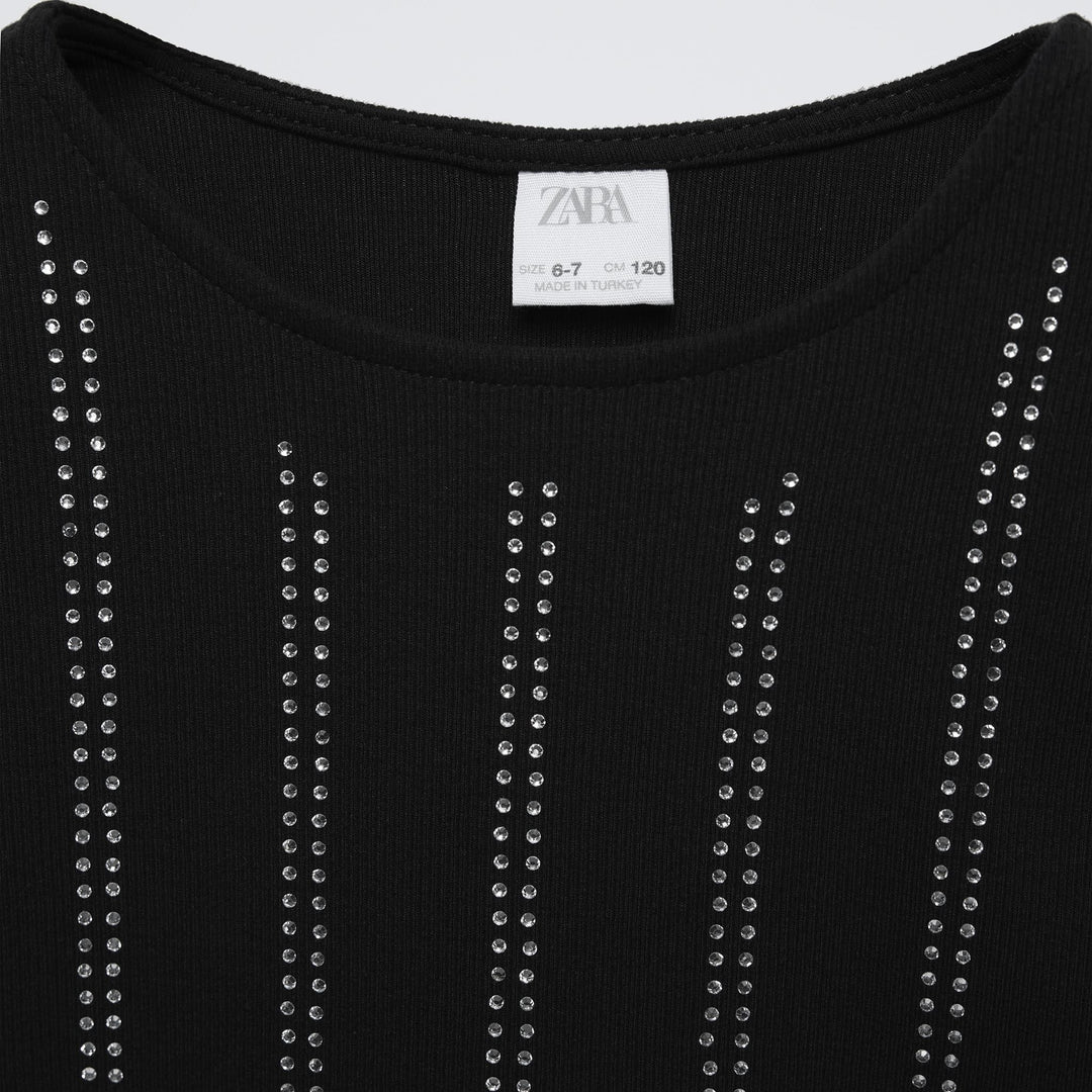 Moudda ZARA - T-shirt côtelé imprimé intégral, strass et bijoux - Tunisie 3