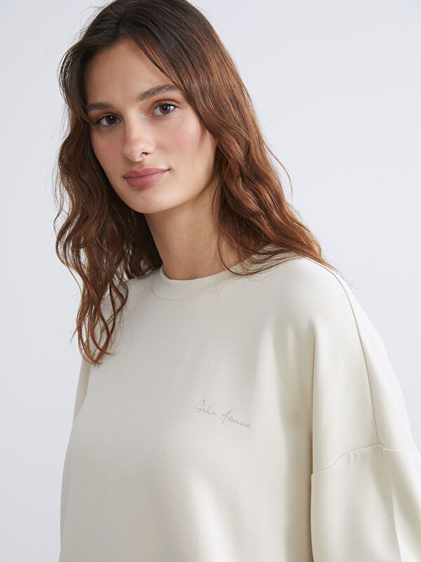 Moudda LC Waikiki - Sweatshirt jersey imprimé Femme Beige - Tunisie 1