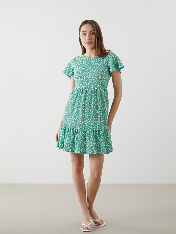 Moudda LC Waikiki - Robe maternité en jersey manches courtes pour Femme couleur Vert imprimé - Tunisie 2