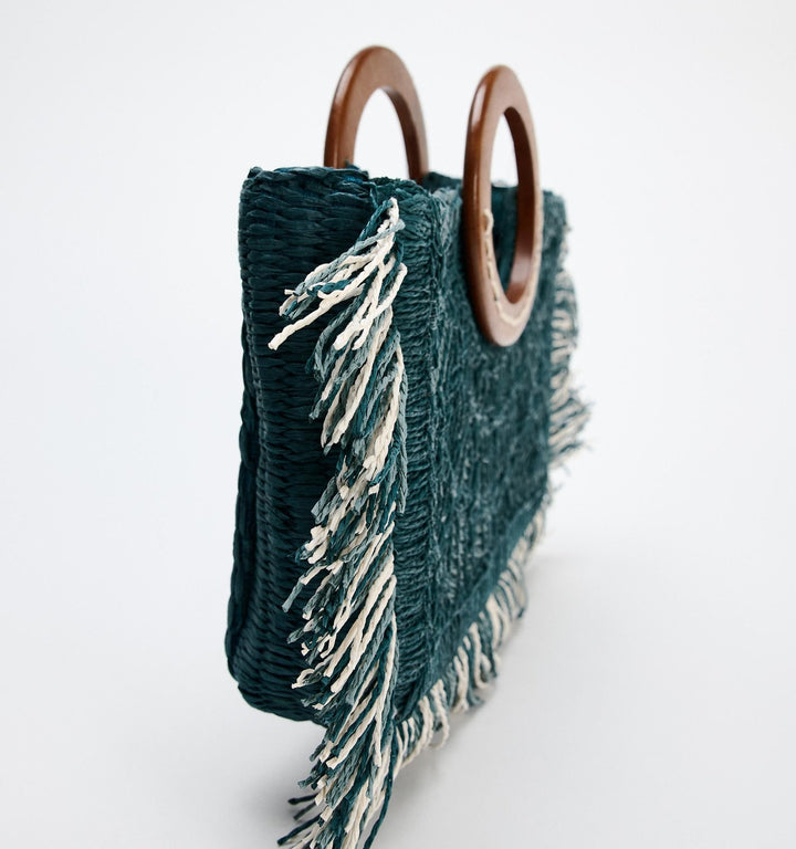 Moudda ZARA - Sac shopper horizontal raphia anse bois - Tunisie 3