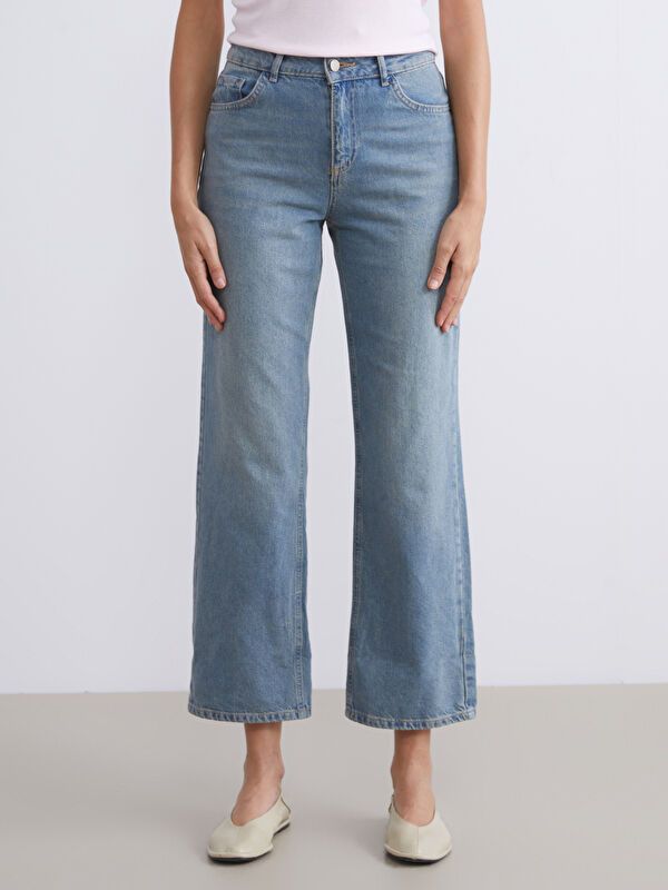 Moudda LC Waikiki - Pantalon jean tissé basique Femme Indigo teinte moyenne - Tunisie 2