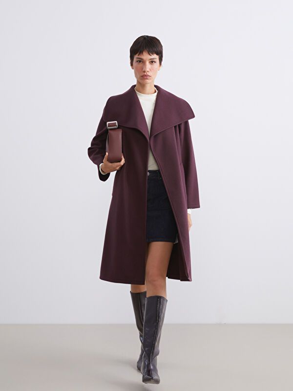 Moudda LC Waikiki - Manteau effet laine Femme Bordeaux - Tunisie 1