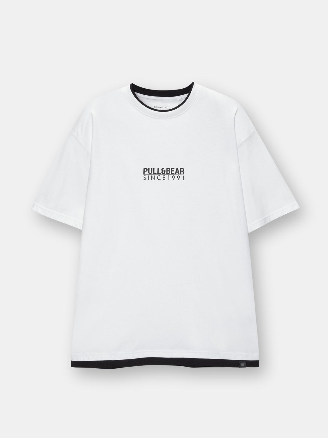 Moudda PULL & BEAR - T-Shirt Demi-Manches Basique Double Neckband Logo - Tunisie 1