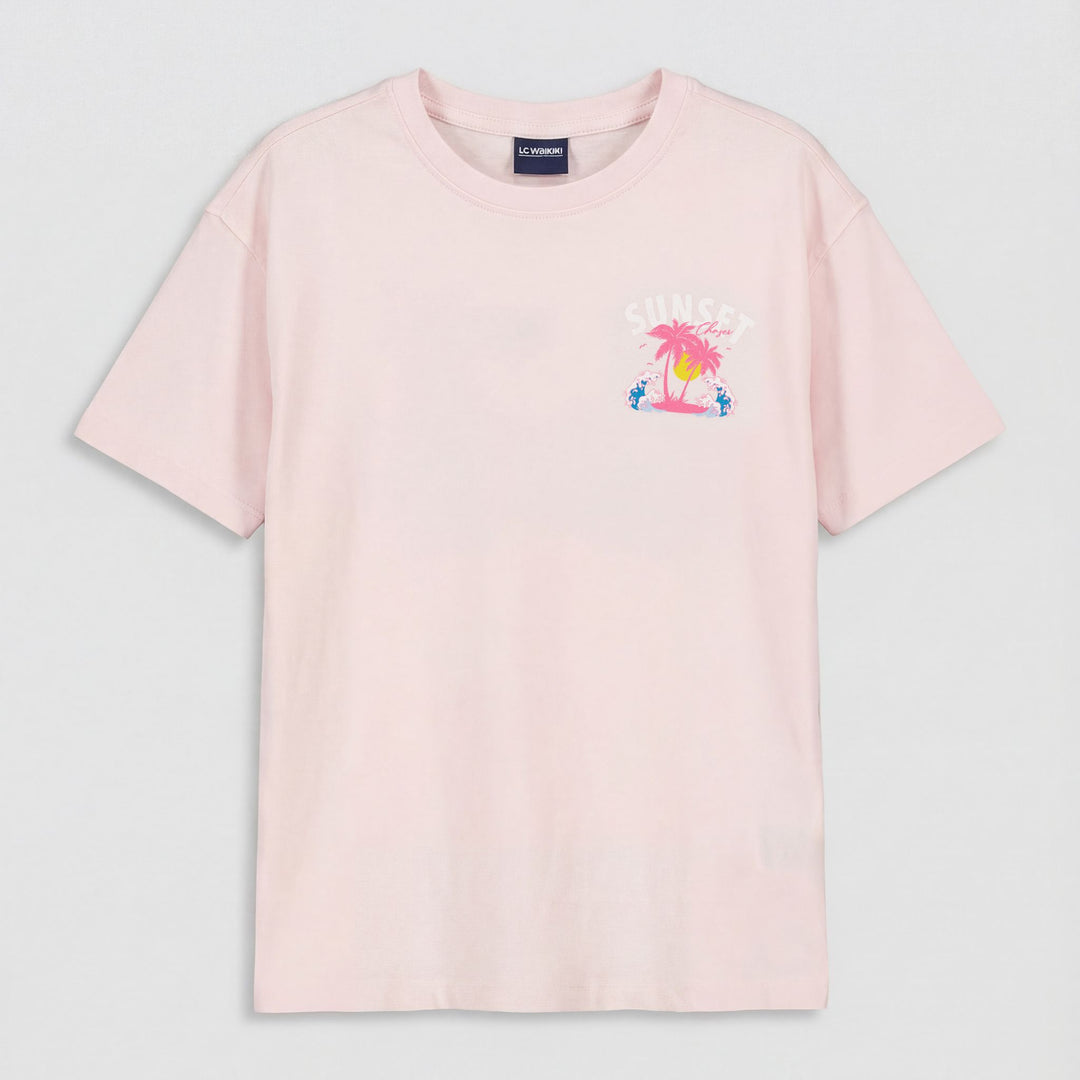 Moudda LC Waikiki - Body manches courtes en jersey pour Fille couleur Rose clair - Tunisie 1