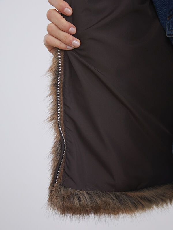 Moudda LC Waikiki - Manteau en fausse fourrure couleur Camel pour femmes - Tunisie 4