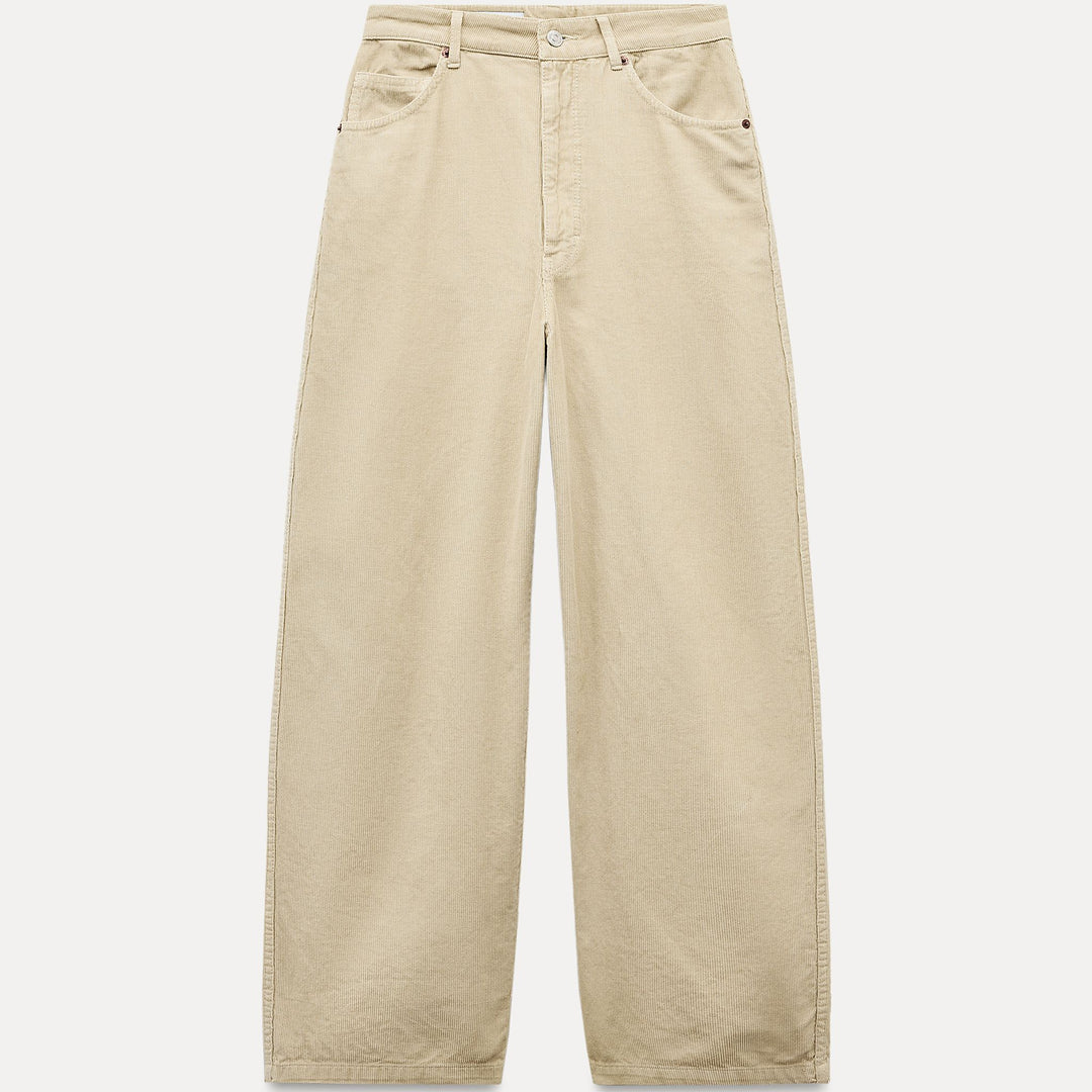 Moudda ZARA - Pantalon relaxed oversized velours côtelé taille mi-haute longueur complète - Tunisie 1