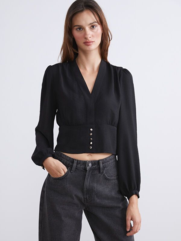 Moudda LC Waikiki - Chemisier (blouse) manches longues en tissu pour Femme - Tunisie 1