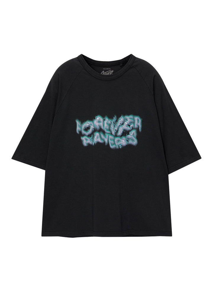 Moudda PULL & BEAR - T-Shirt Demi-Manches Purple 02 Noir - Tunisie 1