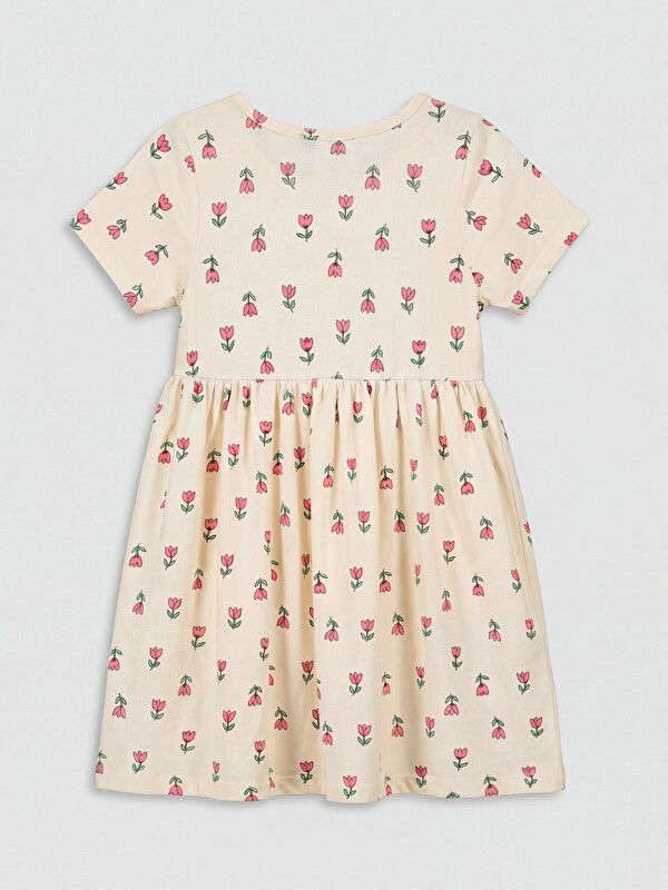 Moudda LC Waikiki - Robe manches courtes en jersey pour Fille couleur Écru imprimé 2 - Tunisie 2