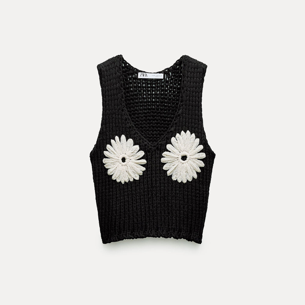 Moudda ZARA - Top fines bretelles crochet fleurs - Tunisie 2