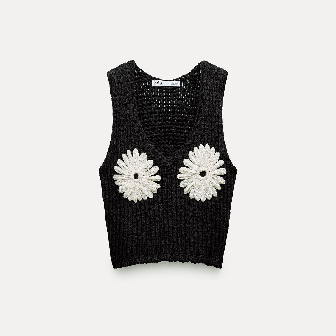 Moudda ZARA - Top fines bretelles crochet fleurs - Tunisie 2