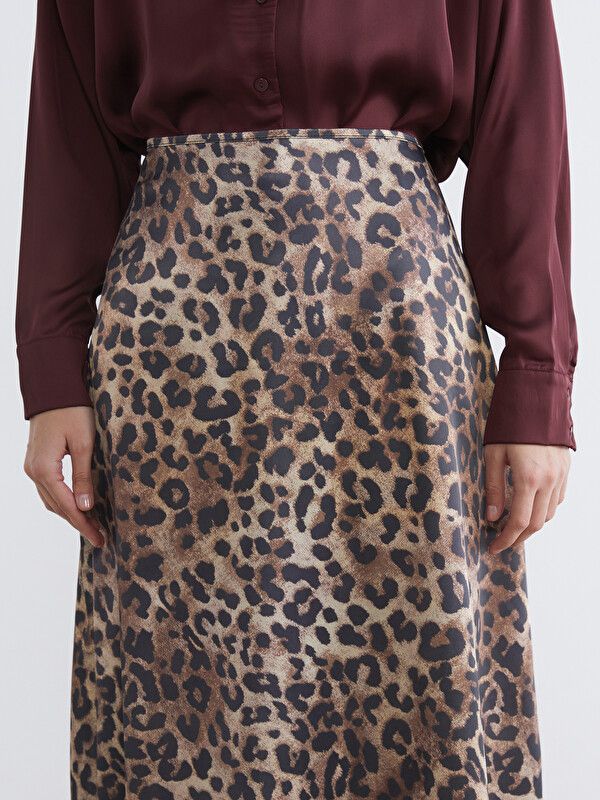 Moudda LC Waikiki - Jupe longue en tissu pour Femme couleur Marron imprimé - Tunisie 3