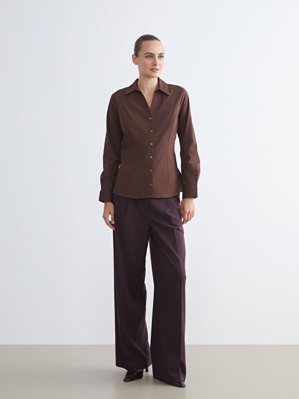 Moudda LC Waikiki - Chemise tissée manches longues Femme Brun chocolat - Tunisie 2