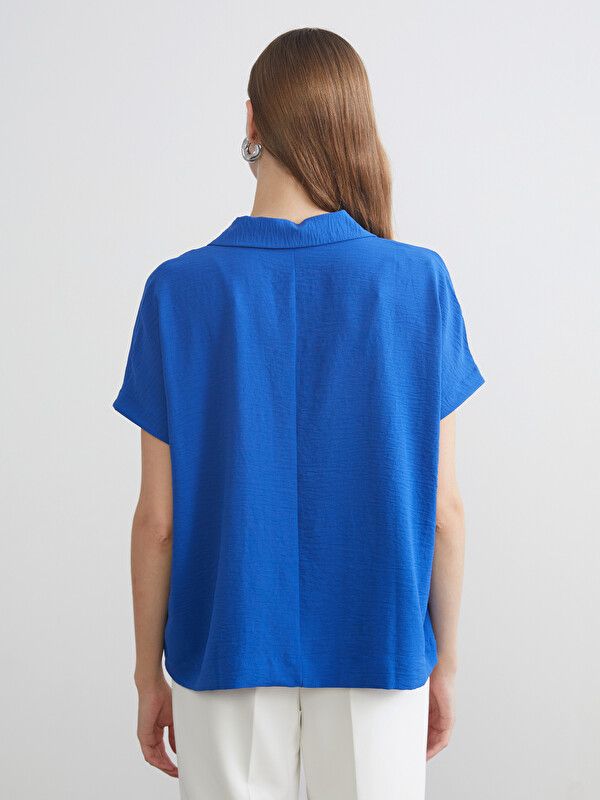 Moudda LC Waikiki - Blouse manches courtes en tissu pour Femme couleur Bleu - Tunisie 4