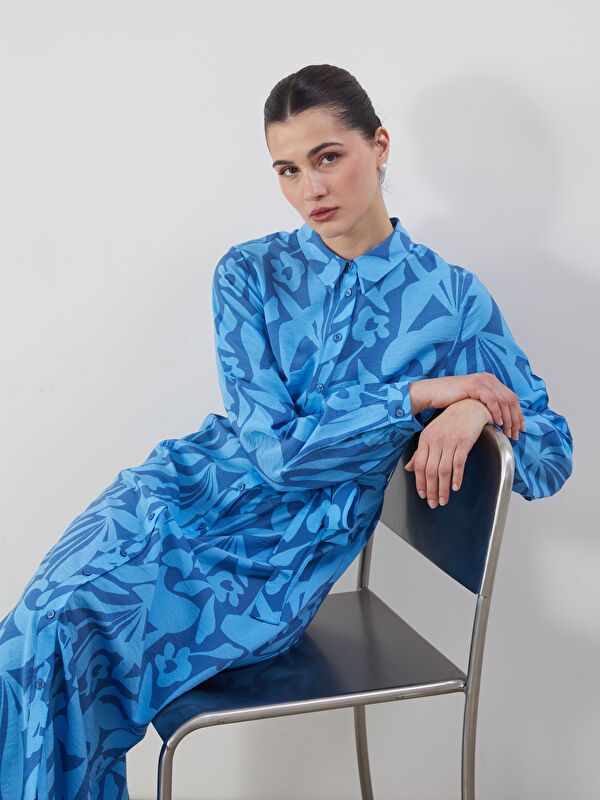 Moudda LC Waikiki - Robe tissée manches longues Femme Imprimé en blanc - Tunisie 1