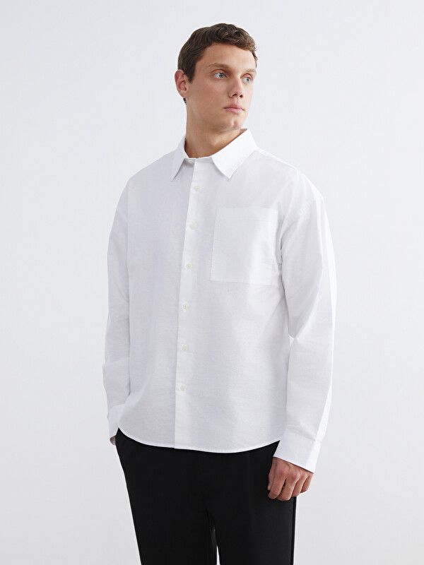 Moudda LC Waikiki - Chemise manches longues en tissu pour Homme couleur Écru - Tunisie 1