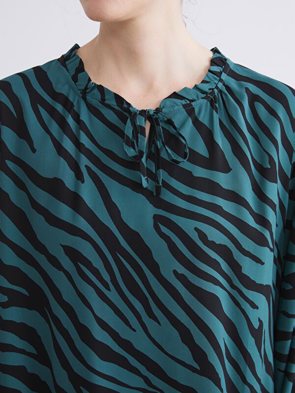 Moudda LC Waikiki - Blouse tissée imprimée manches longues Femme Imprimé vert - Tunisie 3