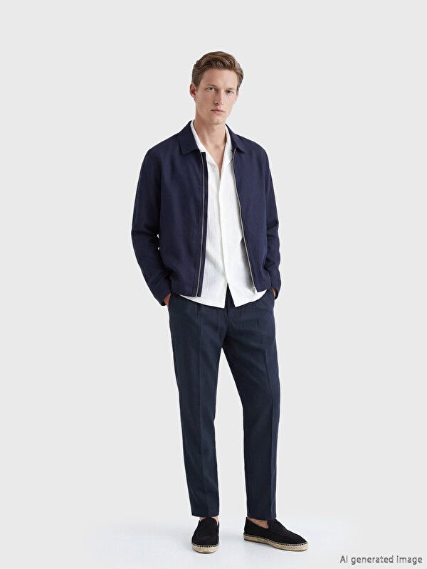 Moudda LC Waikiki - Pantalon mi-saison en tissu pour Homme couleur Bleu marine - Tunisie 1