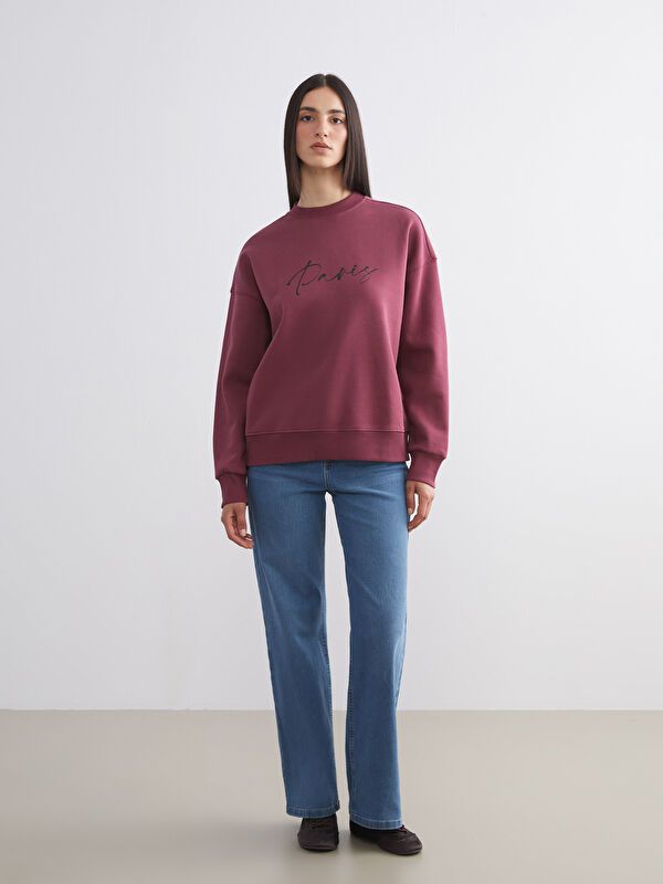 Moudda LC Waikiki - Sweatshirt jersey imprimé Femme Bordeaux - Tunisie 2